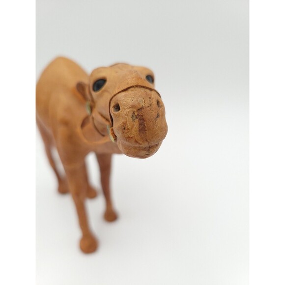 Vintage Leather Wrapped Camel Statue Figurine 9 Inch - Picture 6 of 8